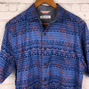 Tommy Bahama Blue Aztec Short Sleeve Top Men's Sz Small